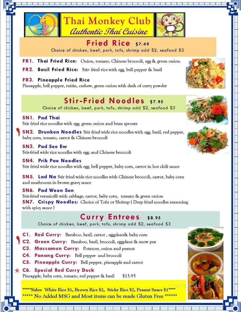 Thai Monkey Club - Denver, CO menu_pic