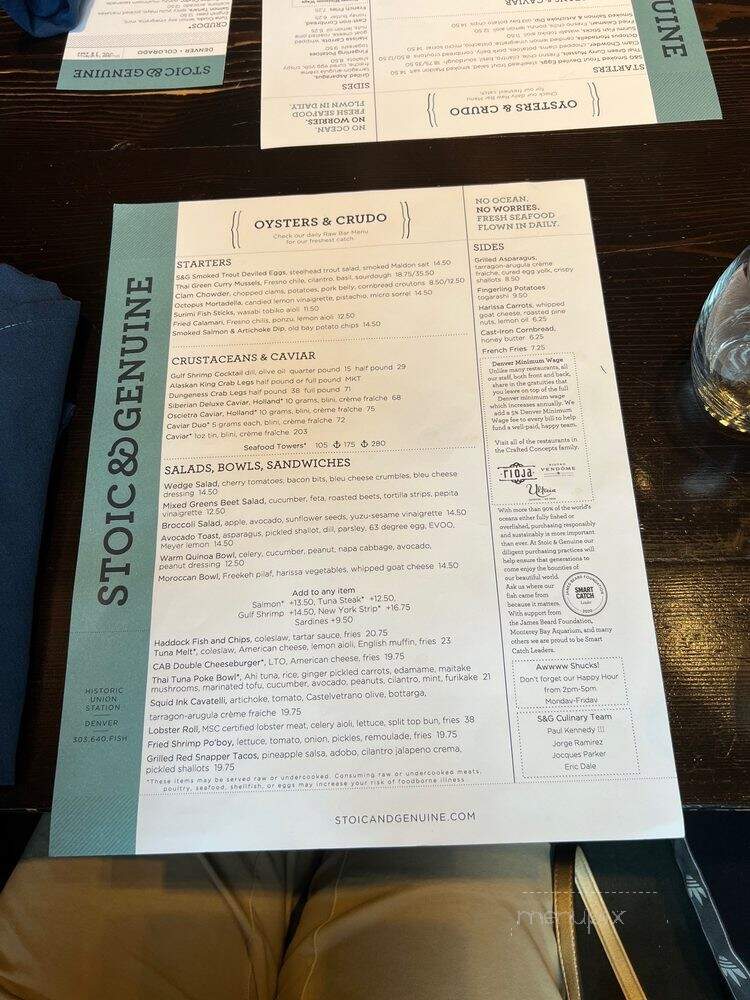 Stoic & Genuine - Denver, CO menu_pic
