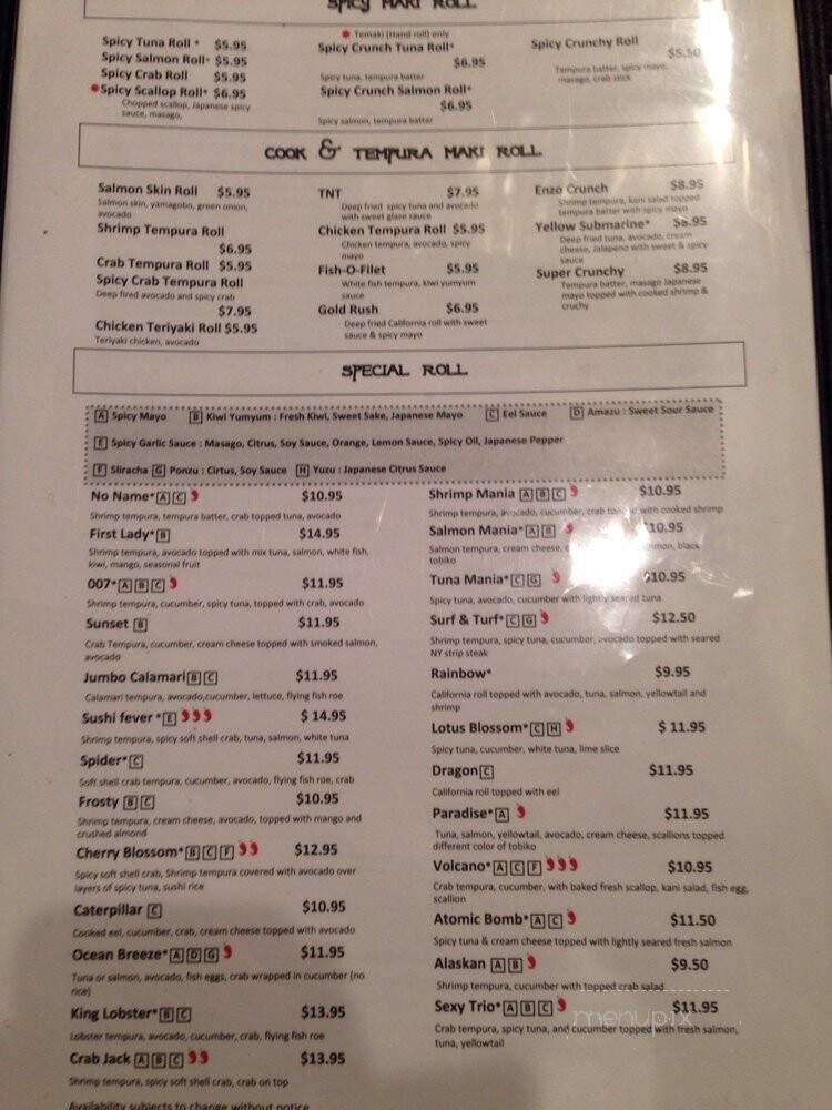 Enzo Sushi - Suwanee, GA menu_pic