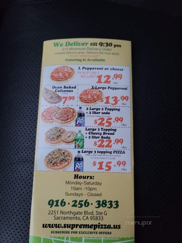 Supreme Pizza - Sacramento, CA menu_pic