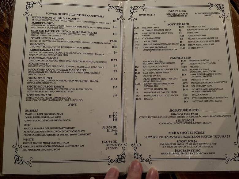 Powerhouse - Oklahoma City, OK menu_pic