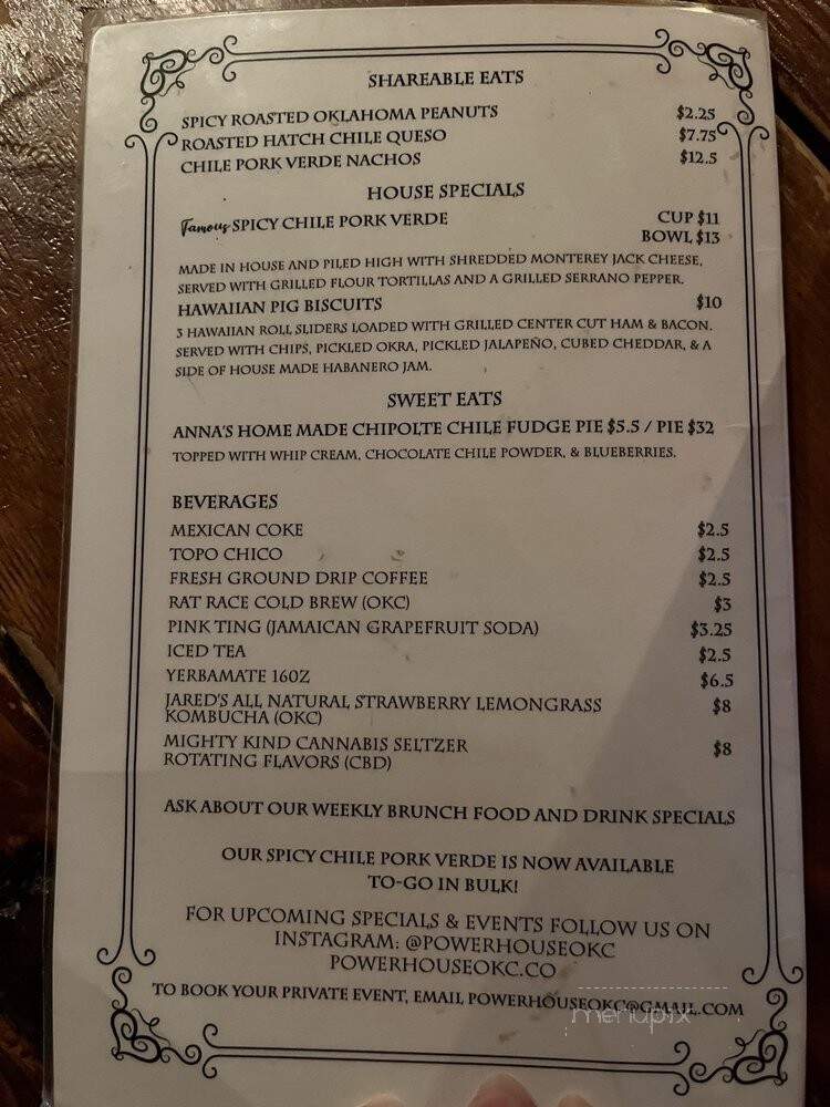 Powerhouse - Oklahoma City, OK menu_pic