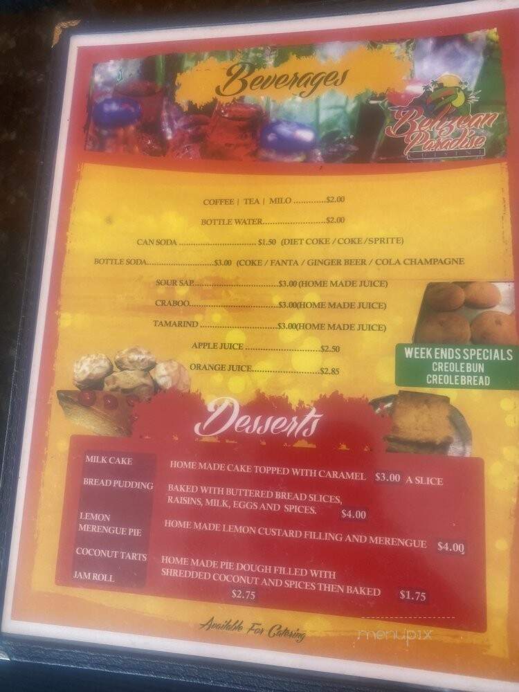 Belizean Paradise - Los Angeles, CA menu_pic