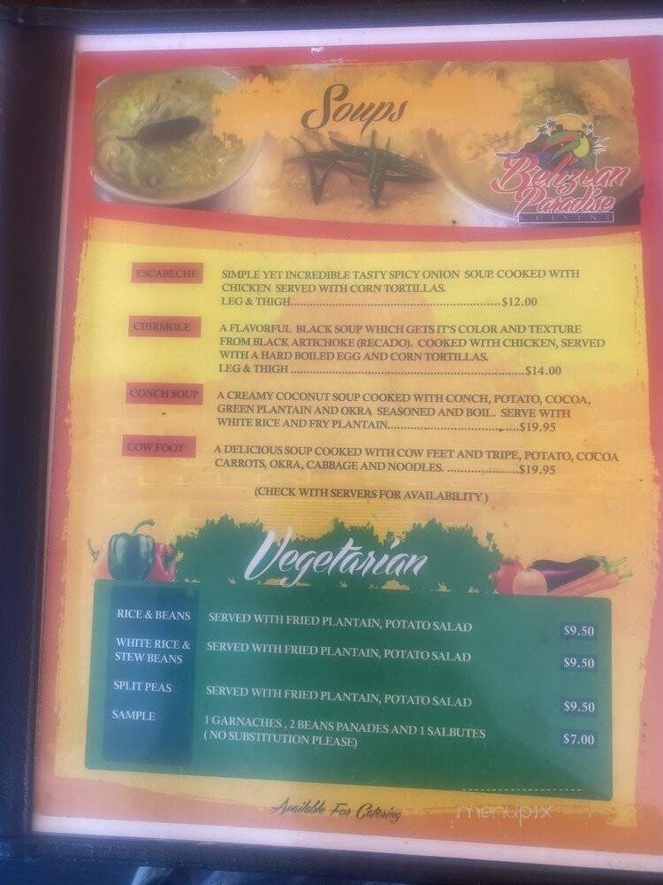 Belizean Paradise - Los Angeles, CA menu_pic
