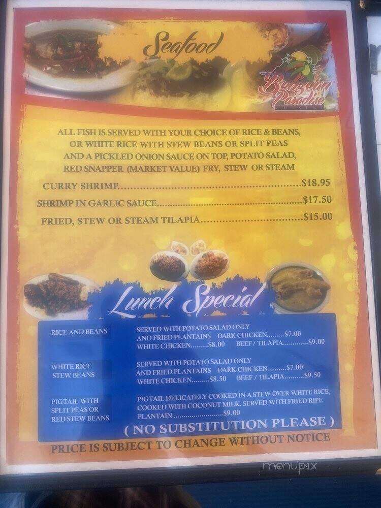 Belizean Paradise - Los Angeles, CA menu_pic