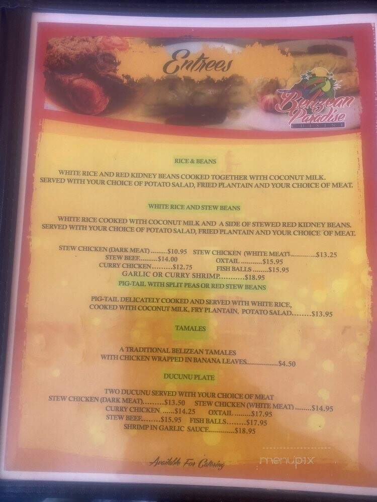 Belizean Paradise - Los Angeles, CA menu_pic