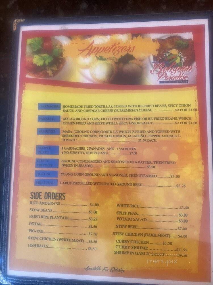 Belizean Paradise - Los Angeles, CA menu_pic
