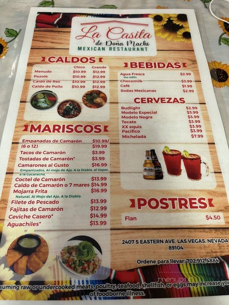 La Casita de Dona Machi - Las Vegas, NV menu_pic