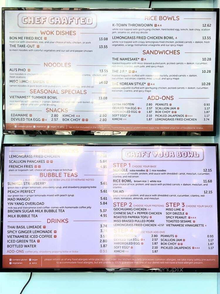 Bon Me Noodle Stop - Cambridge, MA menu_pic