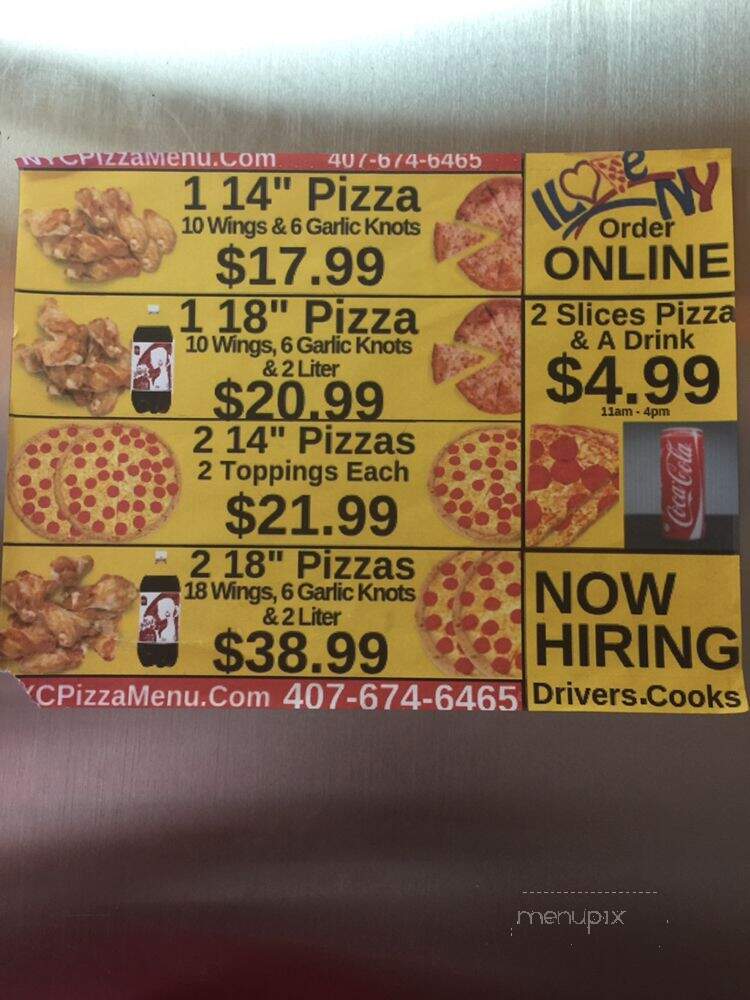 I Love NY Pizza - Orlando, FL menu_pic