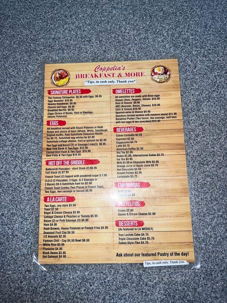 Coppelia's Bakery & Cafe - Los Angeles, CA menu_pic