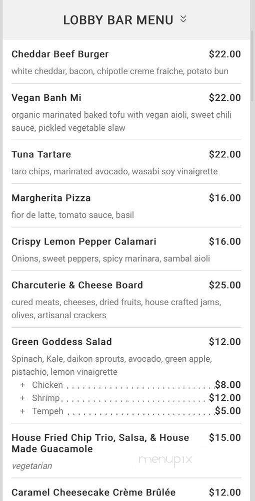 Lobby Bar - Rancho Palos Verdes, CA menu_pic