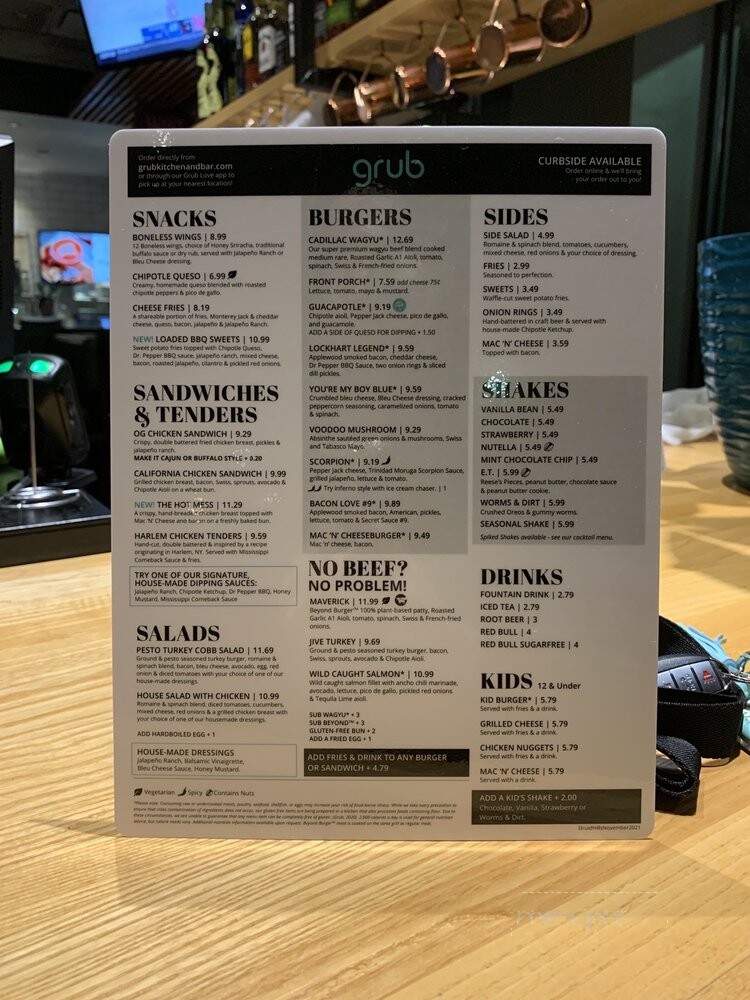 Grub Burger Bar - Atlanta, GA menu_pic