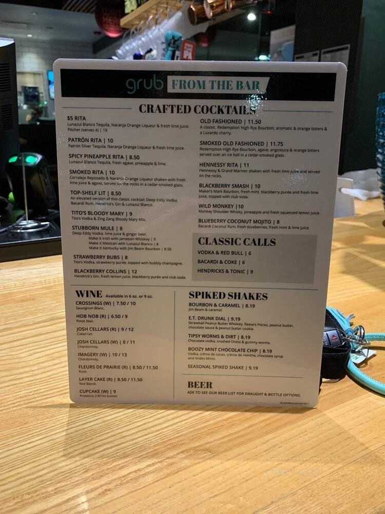 Grub Burger Bar - Atlanta, GA menu_pic