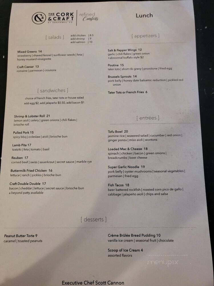 Cork and Craft - San Diego, CA menu_pic