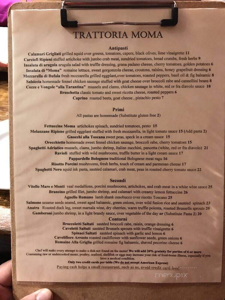 Trattoria Moma - Philadelphia, PA menu_pic