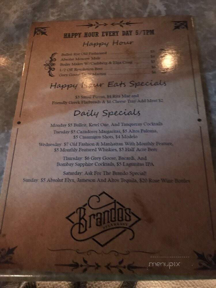 Brando's Speakeasy - Chicago, IL menu_pic