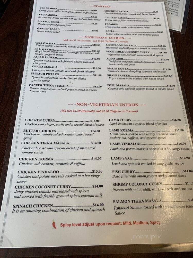 Avatar Indian Grill - Salinas, CA menu_pic