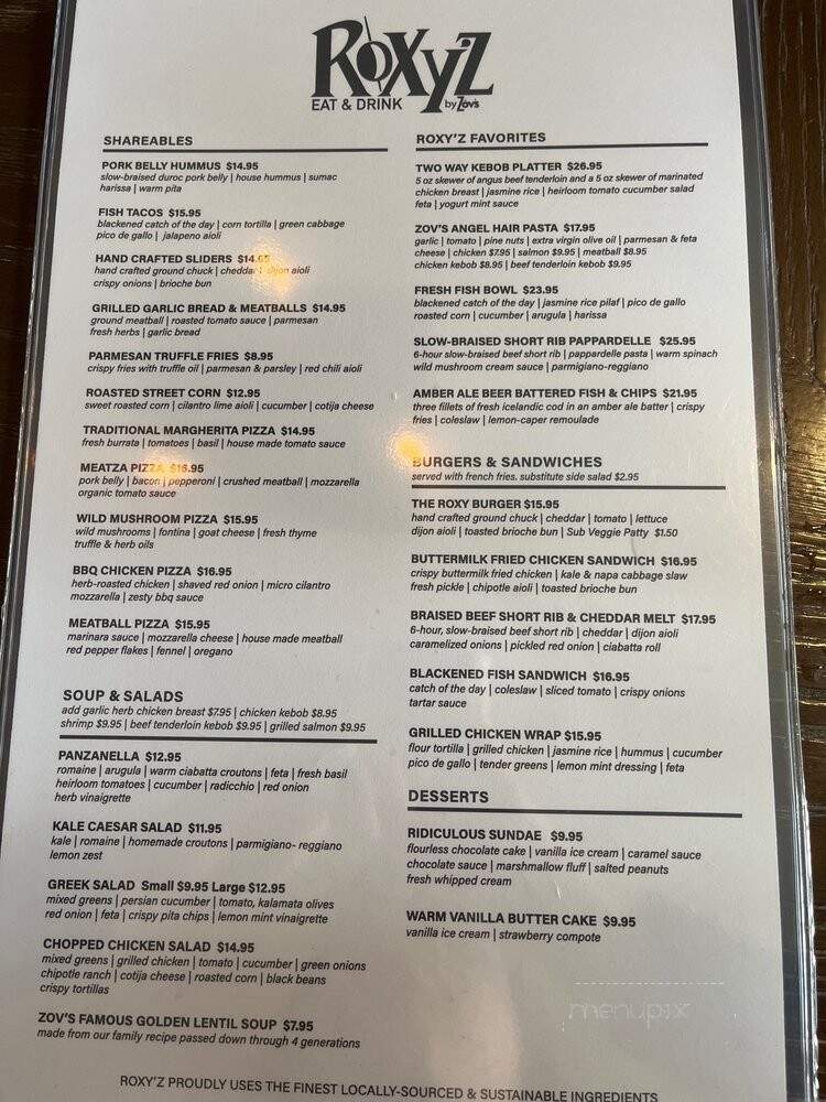 Zov's Kitchen & Bar - Anaheim, CA menu_pic