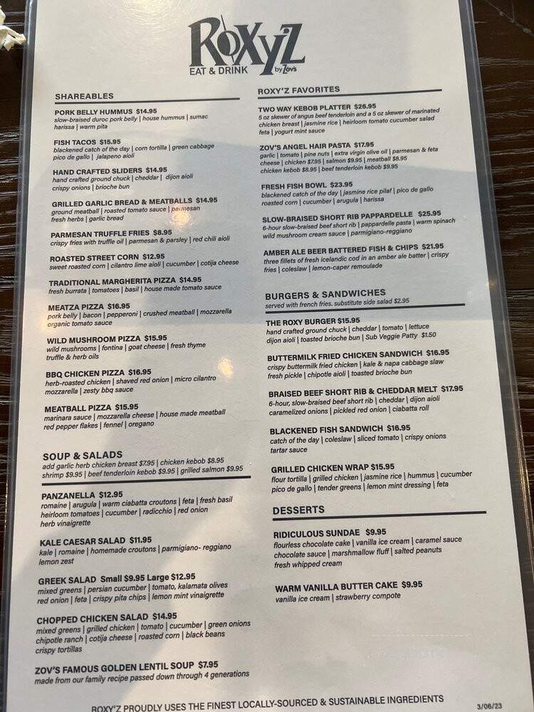 Zov's Kitchen & Bar - Anaheim, CA menu_pic