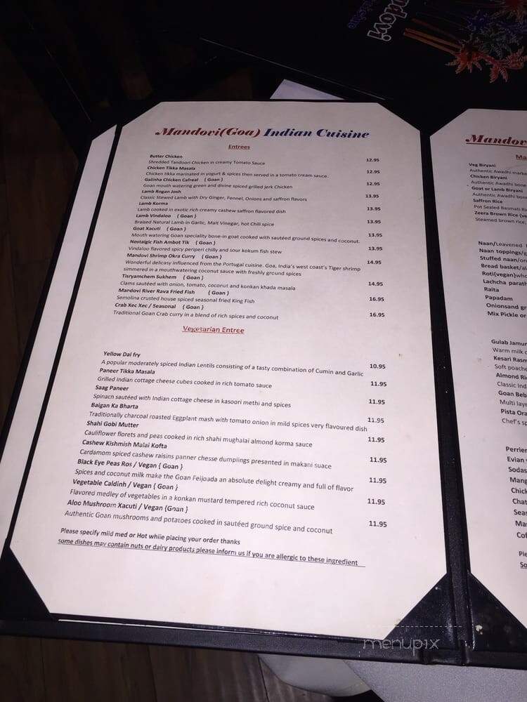 Mandovi - El Segundo, CA menu_pic