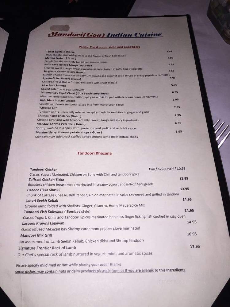 Mandovi - El Segundo, CA menu_pic