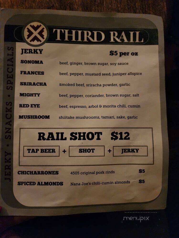 Third Rail - San Francisco, CA menu_pic