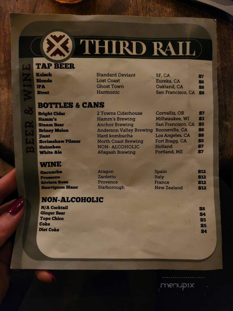 Third Rail - San Francisco, CA menu_pic