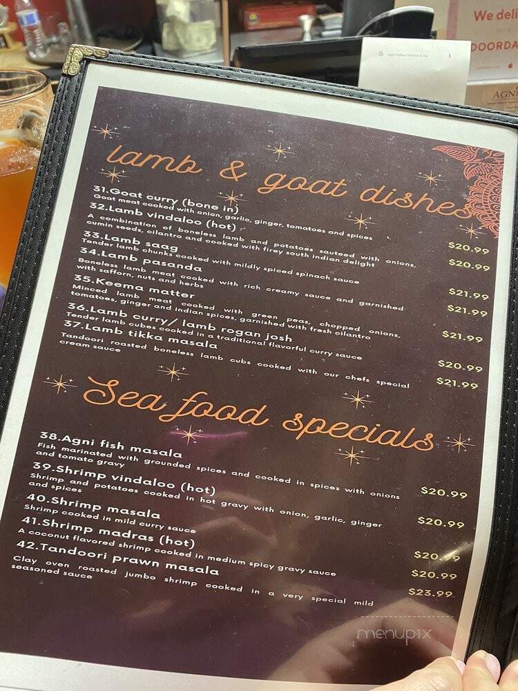Agni Indian Kitchen & Bar - Greensboro, NC menu_pic