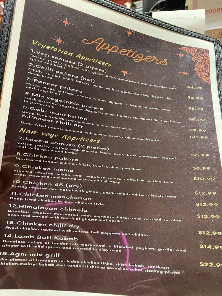 Agni Indian Kitchen & Bar - Greensboro, NC menu_pic