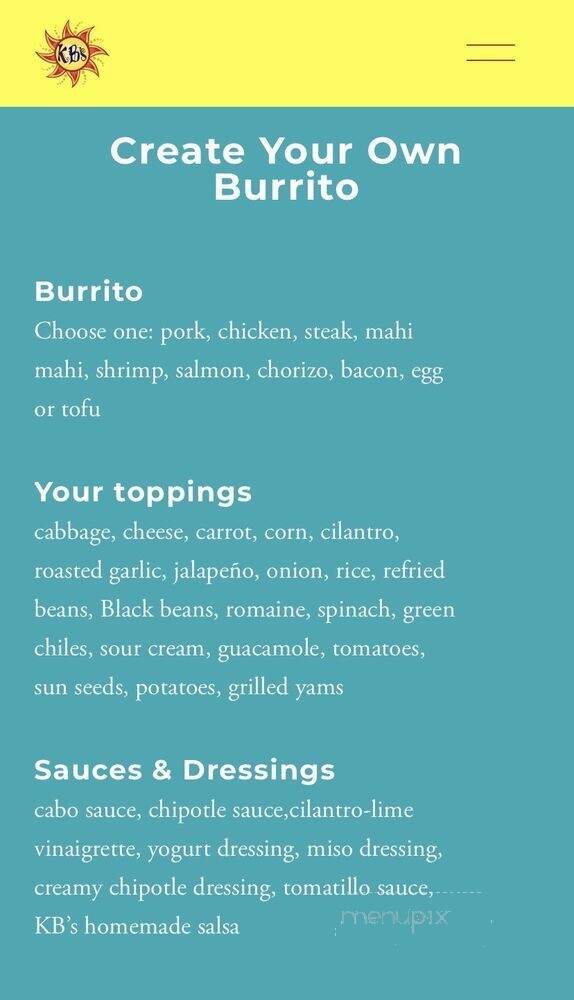 Kb's - Ketchum, ID menu_pic