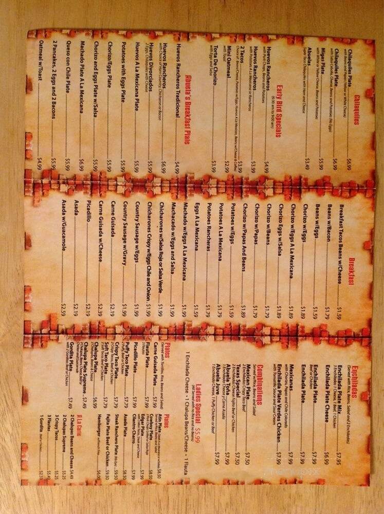 Abuela's - San Antonio, TX menu_pic