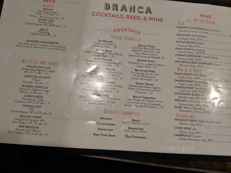 Branca - Pittsford, NY menu_pic