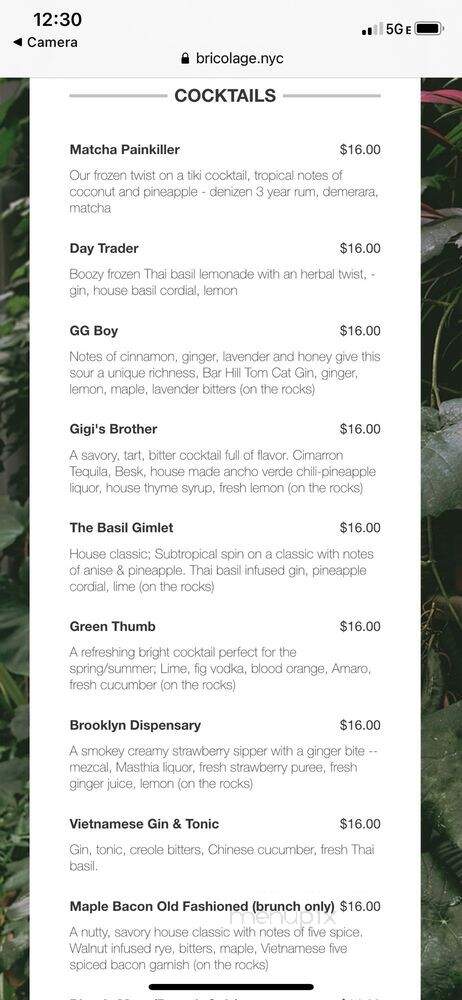 Bricolage - Brooklyn, NY menu_pic