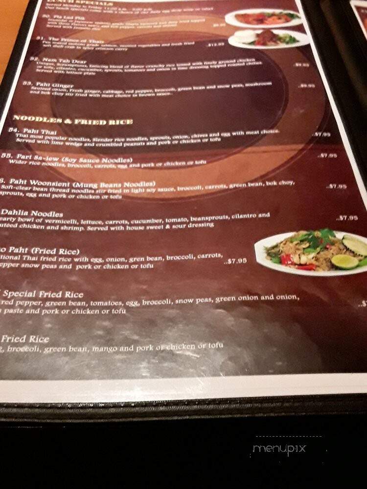 Dahlia Thai Cuisine - San Antonio, TX menu_pic