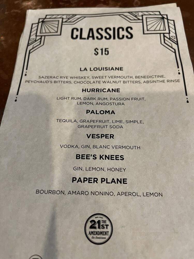 21st Amendment at la Louisiane - New Orleans, LA menu_pic