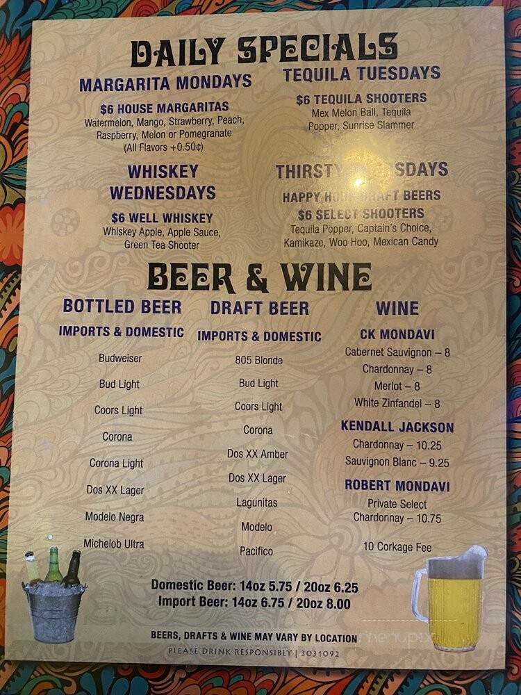 Casa Corona - Fresno, CA menu_pic