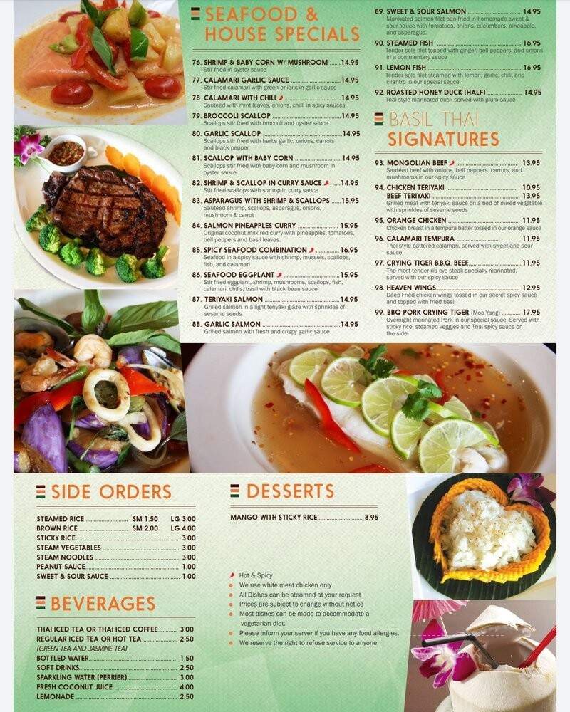 Basil Thai Cuisine - Huntington Beach, CA menu_pic