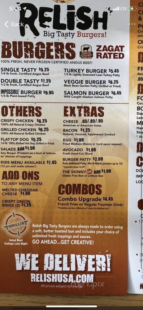 Relish Downtown - Gainesville, FL menu_pic