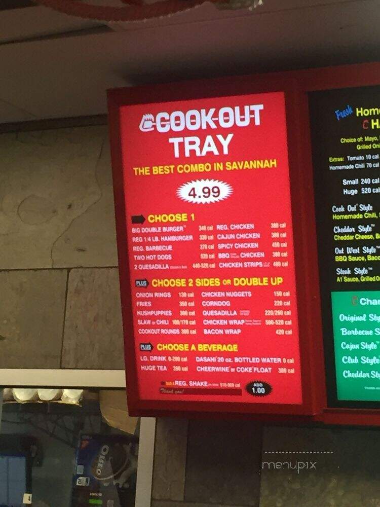 Cook Out - Savannah, GA menu_pic
