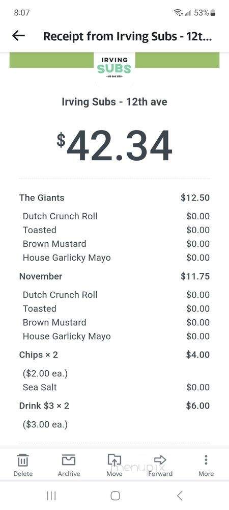 Irving Subs - San Francisco, CA menu_pic