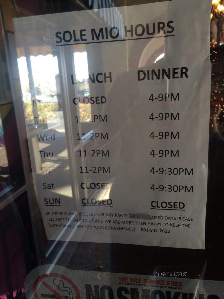 Sole Mio - Salt Lake City, UT menu_pic