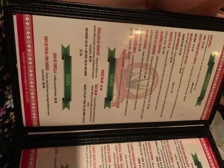 Excelencia Mexicana - Mahopac, NY menu_pic