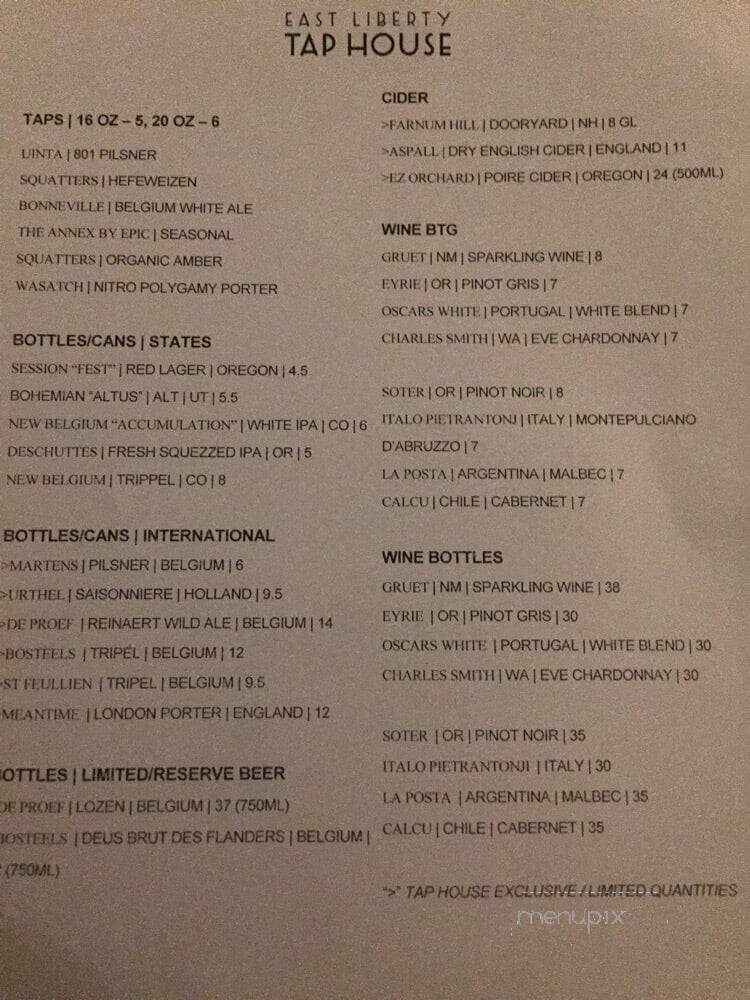 East Liberty Tap House - Salt Lake City, UT menu_pic