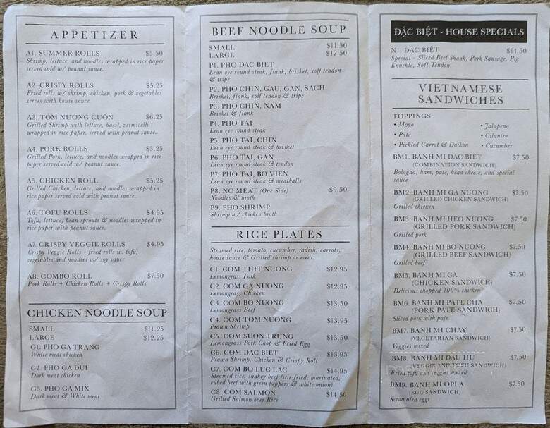 Pho Eatery - Rockville, MD menu_pic