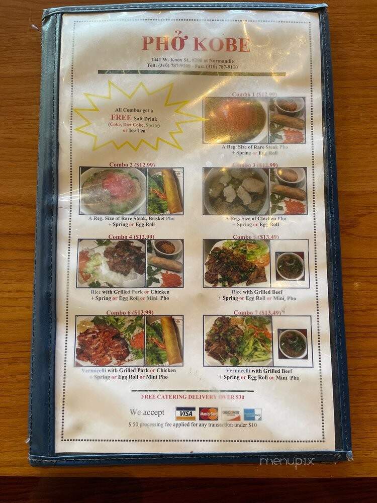 Pho Kobe - Torrance, CA menu_pic