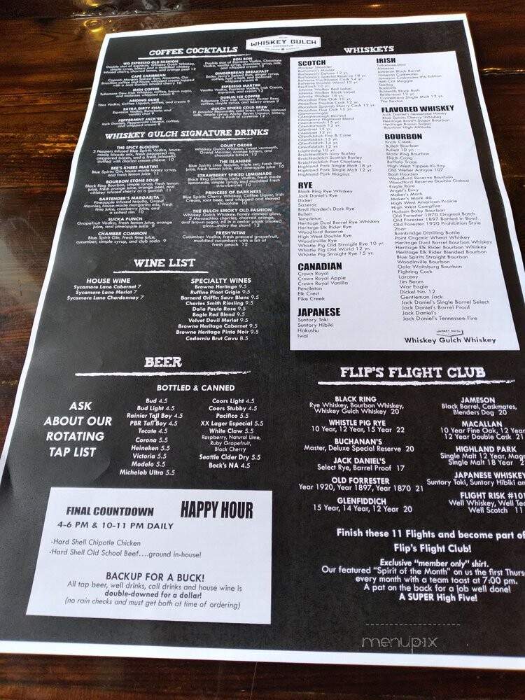 Whiskey Gulch Coffee Co. - Port Orchard, WA menu_pic