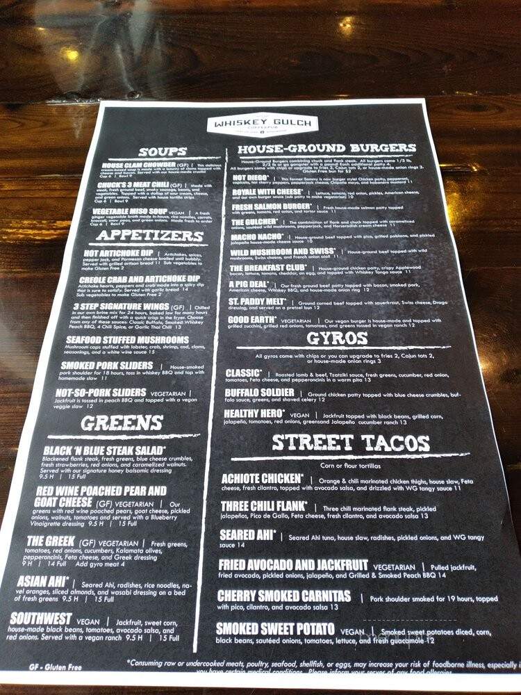 Whiskey Gulch Coffee Co. - Port Orchard, WA menu_pic