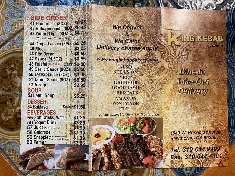 King Kebab & Bakery - Hawthorne, CA menu_pic