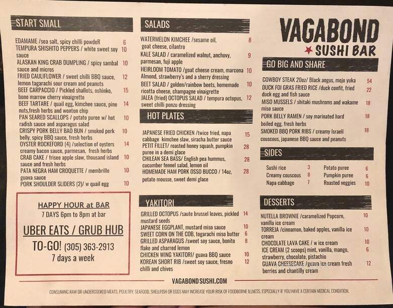Vagabond - Miami, FL menu_pic